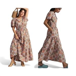 Anthropologie Sommerset Multicolor Paisley Maxi Dress